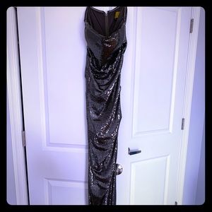 Nicole Miller sequin silver gown